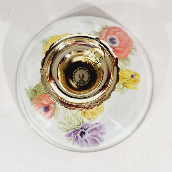 Chance Glass England Lot of 3 Anemone Floral Painted Serving Plate Pedestal Vtg - Picture 5 of 13